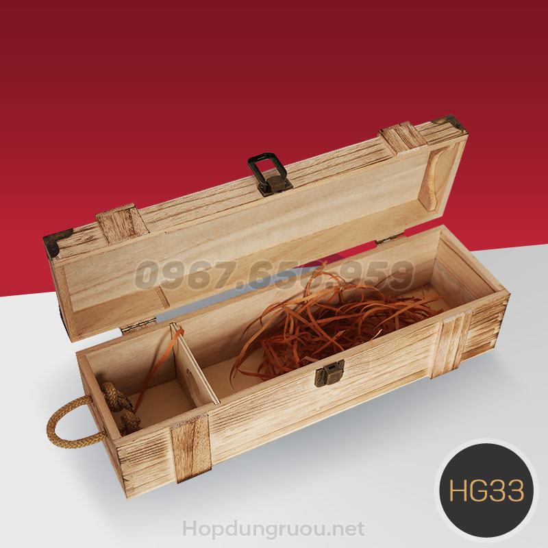 Hộp gỗ đựng rượu vang giá rẻ HG33